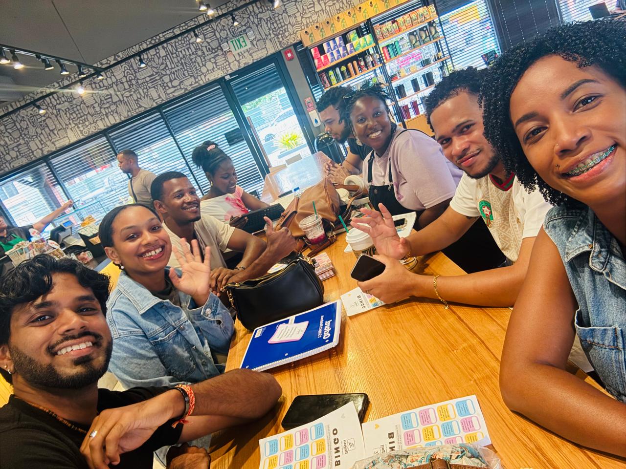 Small group discussion in a welcoming café setting